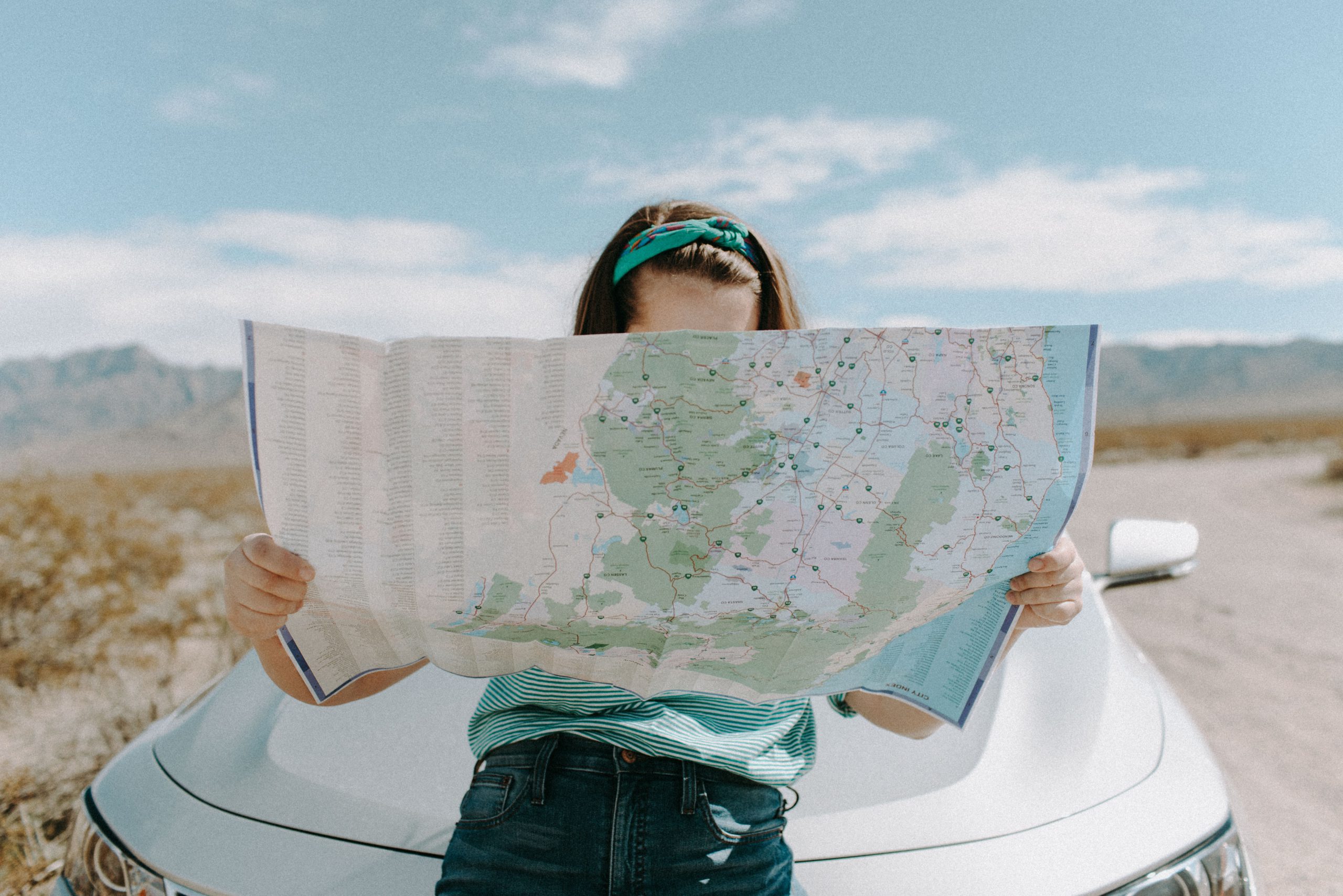 lost, girl, map, road