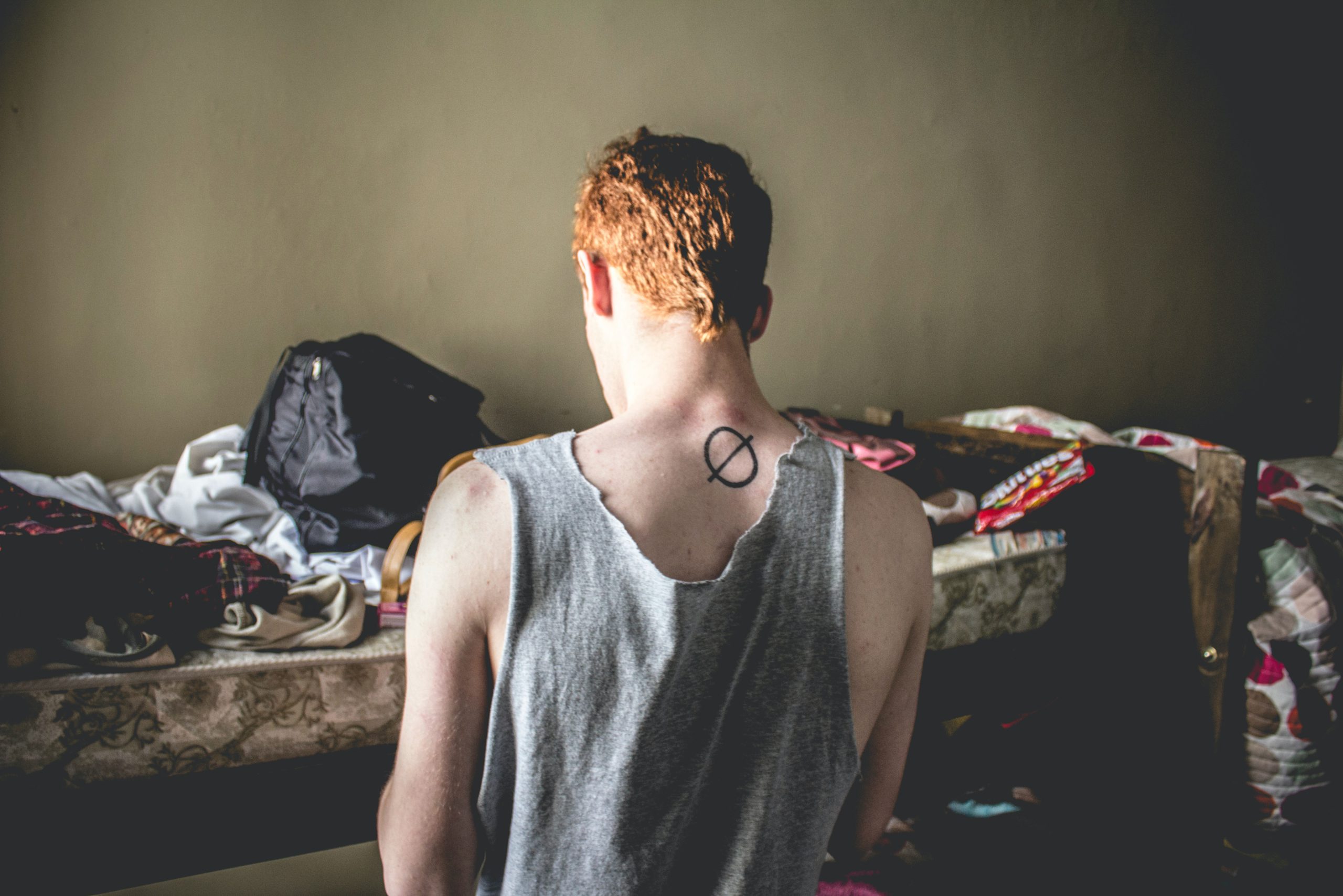 man, room, messy, 