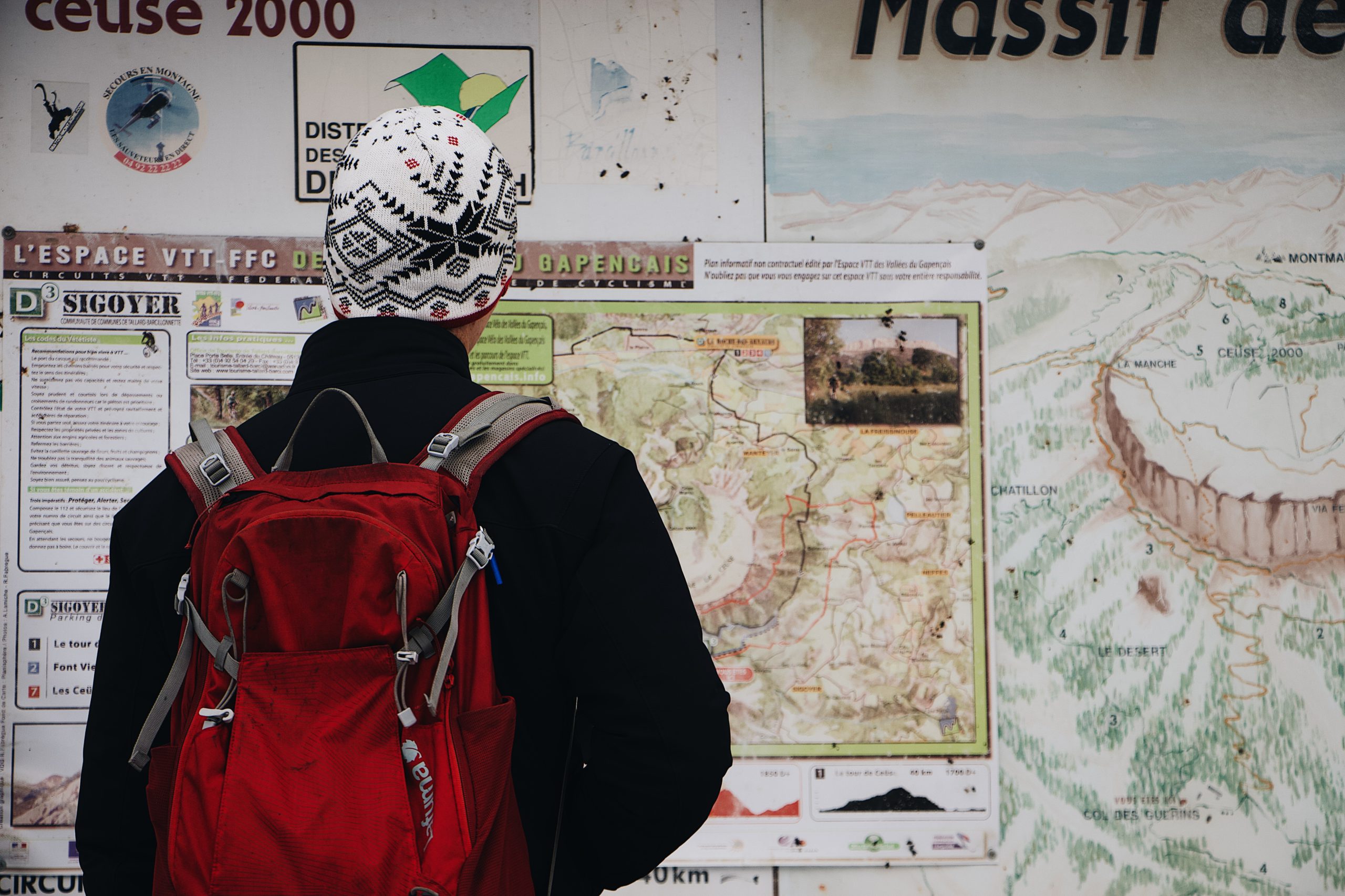 man, backpack, lost, map,
