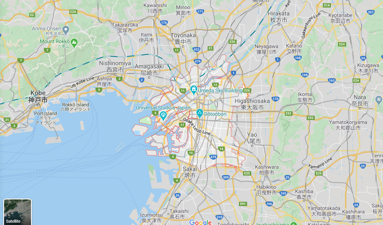 Japan, Map, Osaka, Google map, Drop Pin, Locations