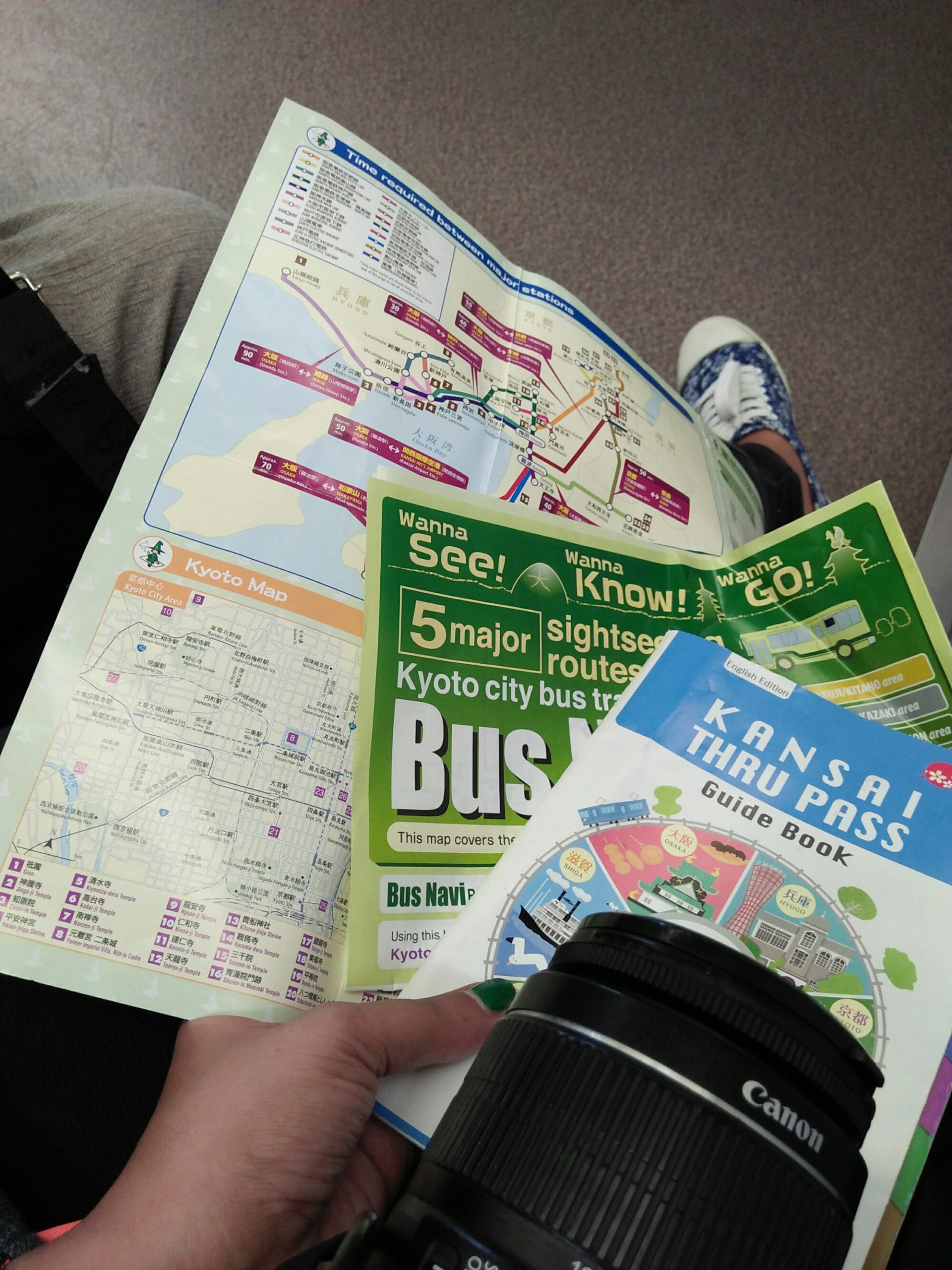 KTP travel kit, Kansai Thru Pass Booklet, Kyoto Bus Map, Osaka Train Map, Kyoto Subyway Map